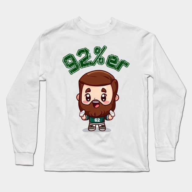 Jason Kelce 92% New Heights Kawaii Long Sleeve T-Shirt by Curious Sausage